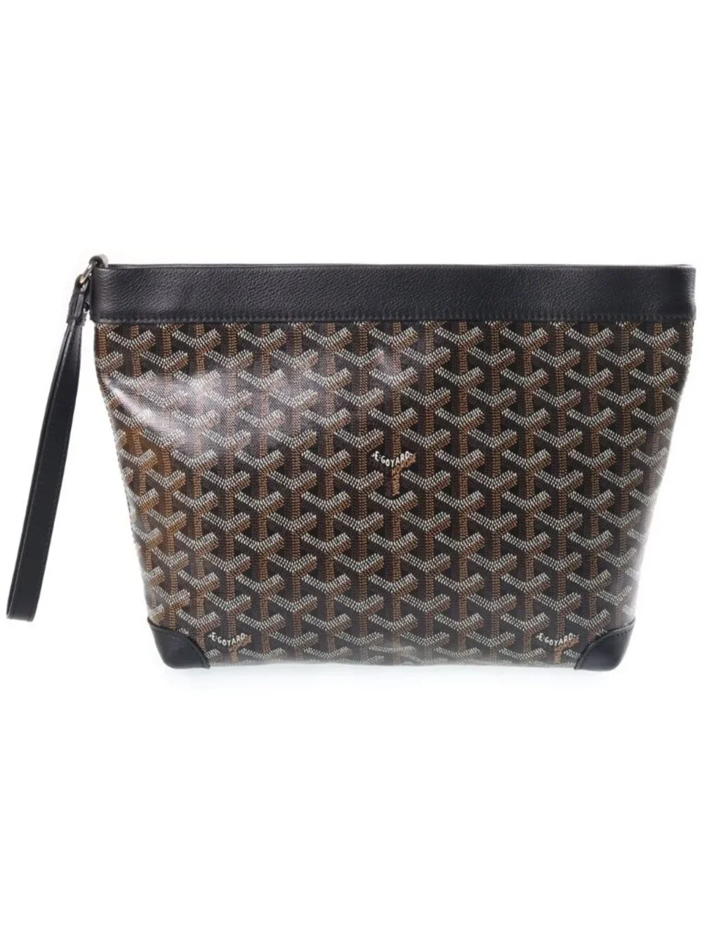 Goyard Conti Pouch Leather Handbag Clutch Black